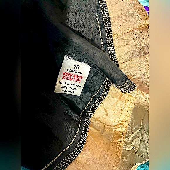 VTG skirt flared Ruffle OOAK Lithuania ethnic zipper acetate fabric plus 18 sz - Picture 7 of 9